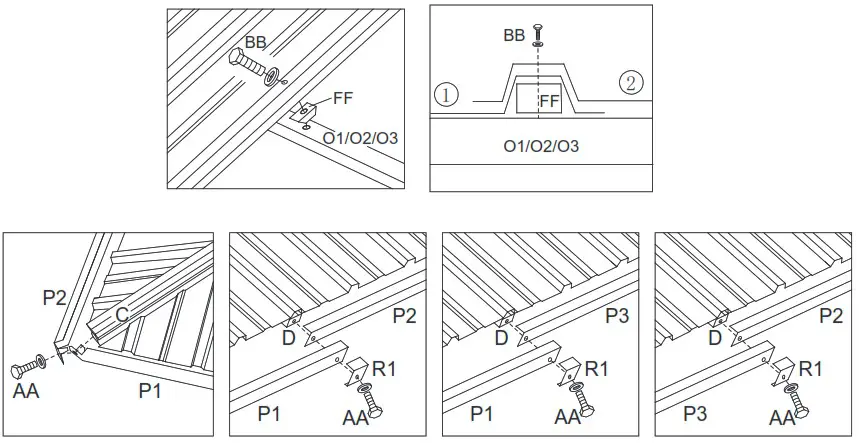 wayfair KNHPC0220601002 Charcoal Dark Grey Single Top Steel Gazebo with Mosquito - Assembly Instructions 15