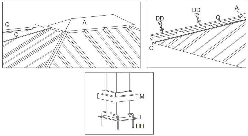 wayfair KNHPC0220601002 Charcoal Dark Grey Single Top Steel Gazebo with Mosquito - Assembly Instructions 17