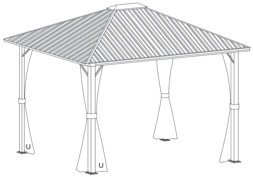 wayfair KNHPC0220601002 Charcoal Dark Grey Single Top Steel Gazebo with Mosquito - Assembly Instructions 18