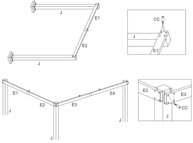 wayfair KNHPC0220601002 Charcoal Dark Grey Single Top Steel Gazebo with Mosquito - Assembly Instructions 4