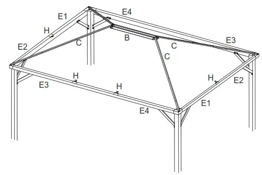 wayfair KNHPC0220601002 Charcoal Dark Grey Single Top Steel Gazebo with Mosquito - Assembly Instructions 8