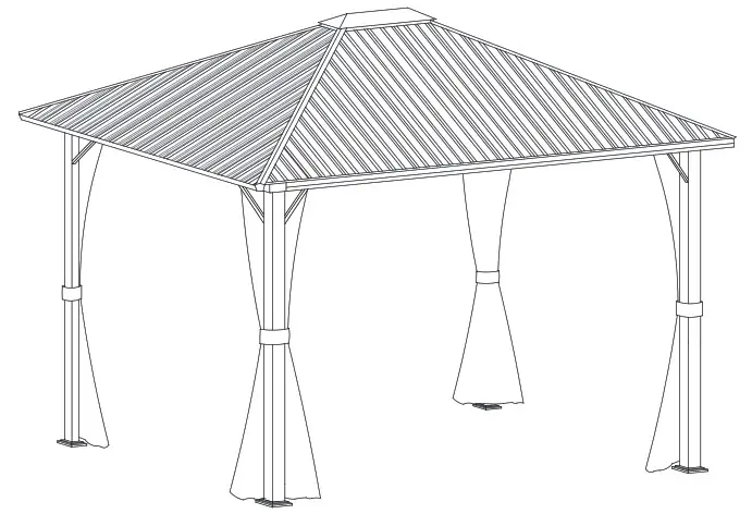 wayfair KNHPC0220601002 Charcoal Dark Grey Single Top Steel Gazebo with Mosquito - Cover