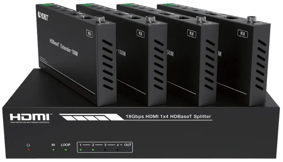 Paugge ENT-SP20B4HBT 18Gbps HDMI 1×4 HDBaseT Splitter