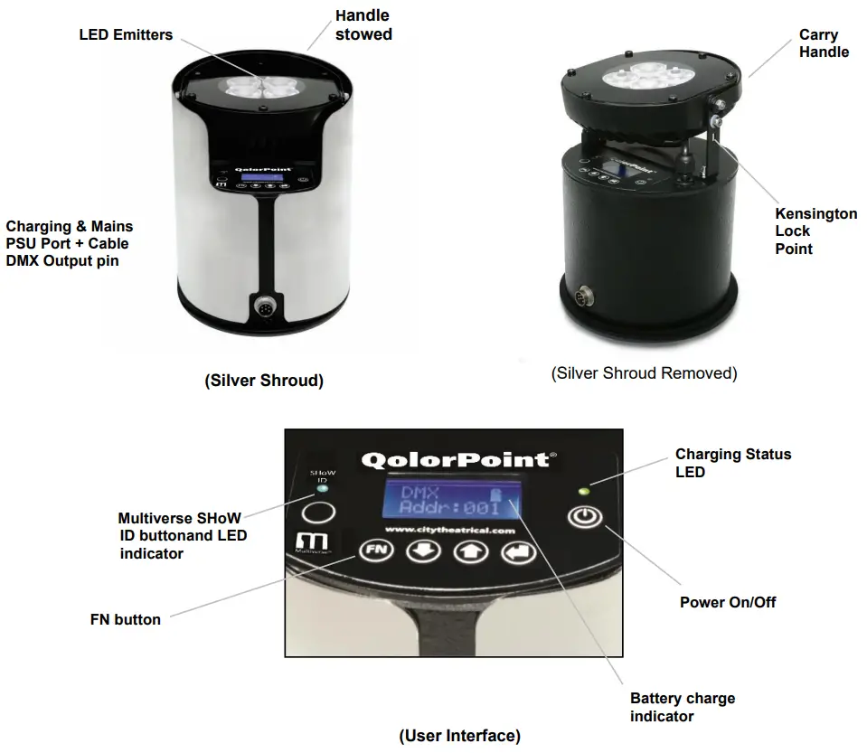 CITY THEATRICAL CT7000 QolorPoint Wireless LED Uplighter - Product