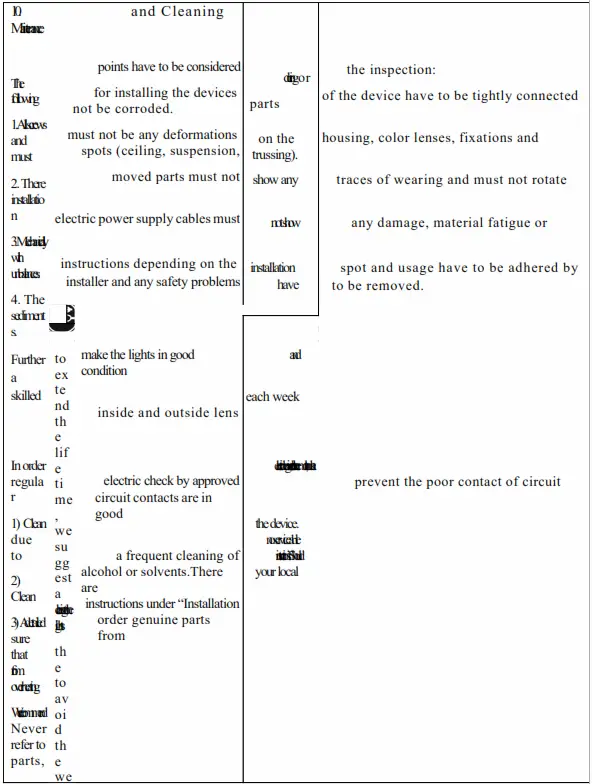 TAURUS LIGHT LZB1260 High Power LED Zoom Bar 1260 - MAintaining