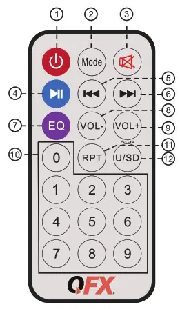 QFX PBX 1206SM Portable Speaker - renote control