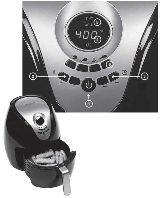 COPPER CHEF HF-5009LCD Power AirFryer - Control Pane