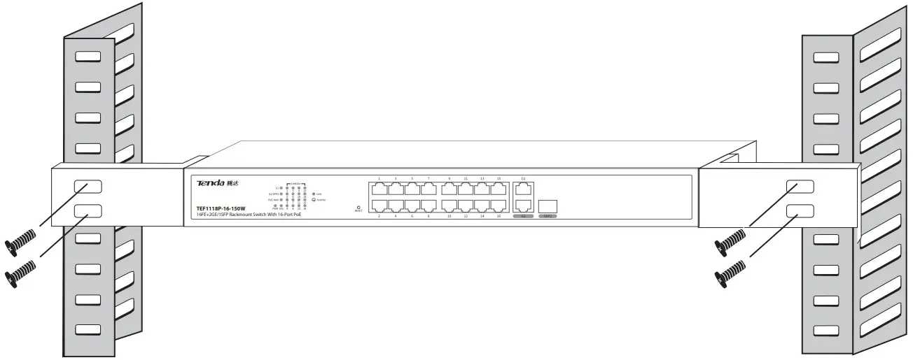 Tenda TEF1126P24 250W 16FE 2GE 1SFP Rackmount Switch With 16 Port PoE - Figure 3