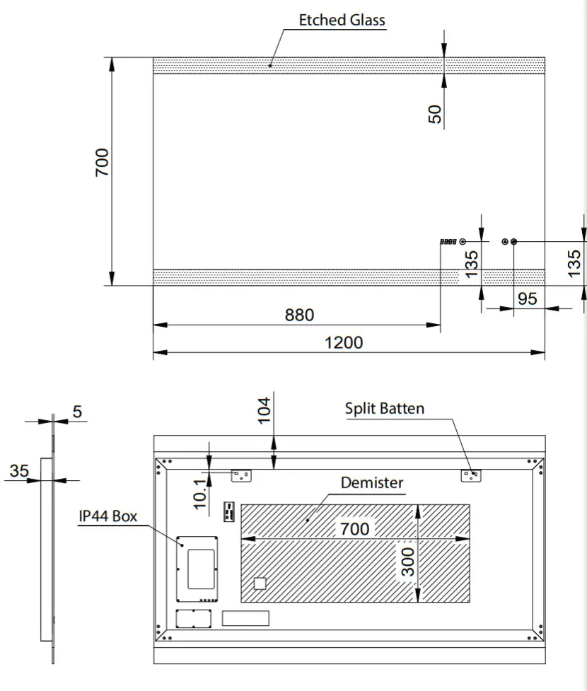 REMER MIRO 1200DC M120DC Black LED Mirror - FIG1