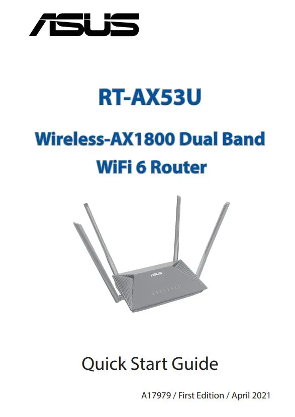 ASUS RT-AX53U Wireless-AX1800 Dual Band WiFi 6 Router User Guide