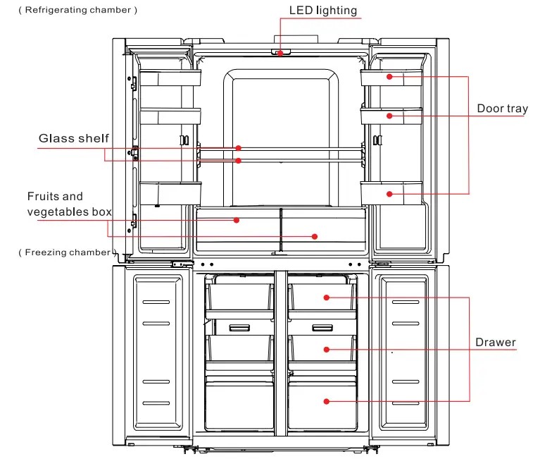 Midea MDRF648FG Series Refrigerator Four Door - Fg 12