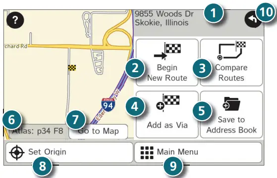 RAND McNALLY Road Explorer 5 -Confi rm Destination Window