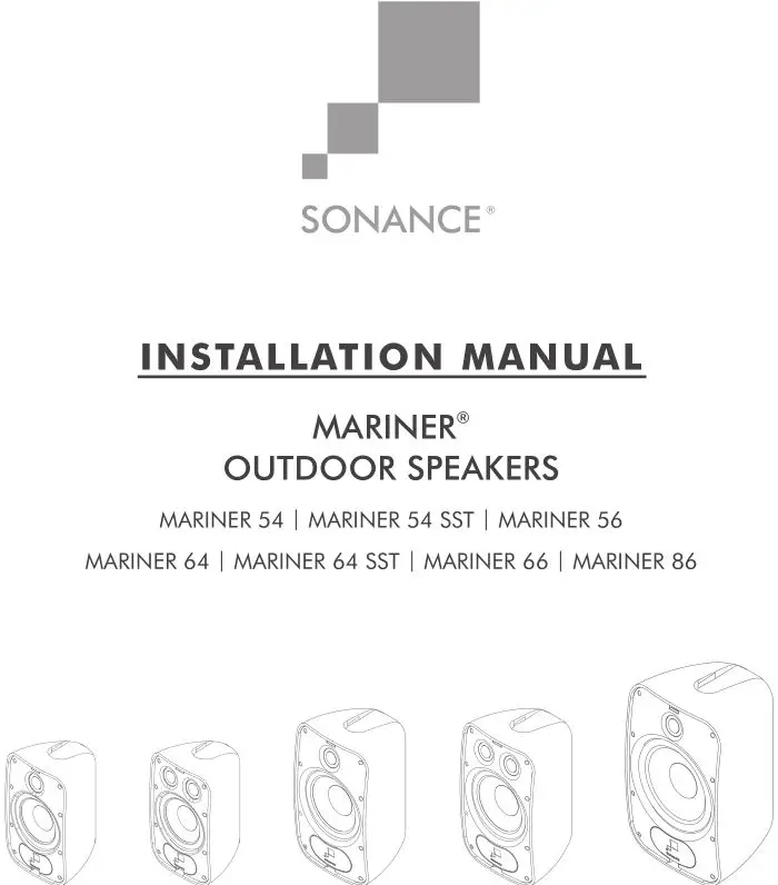Sonance Mariner Outdoor Speakers Installation Manual