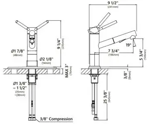 FIG 3 Faucet Dimensions