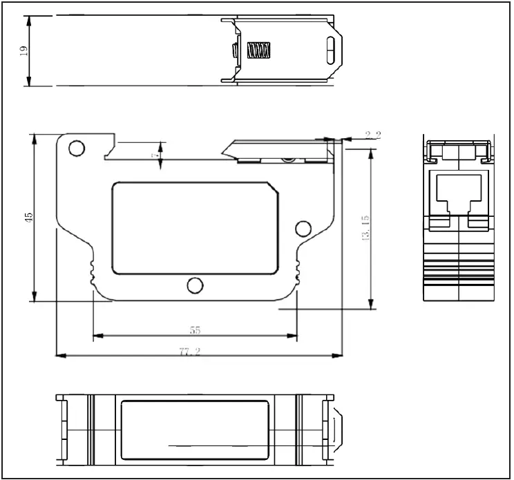 DIGITUS POE Surge Protector RJ45 Technical Drawing