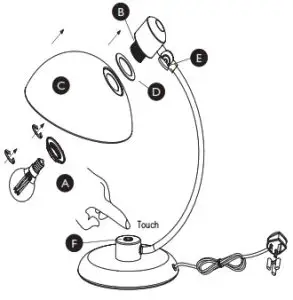 JOHN LEWIS Penelope Touch Lamp-Product assembly