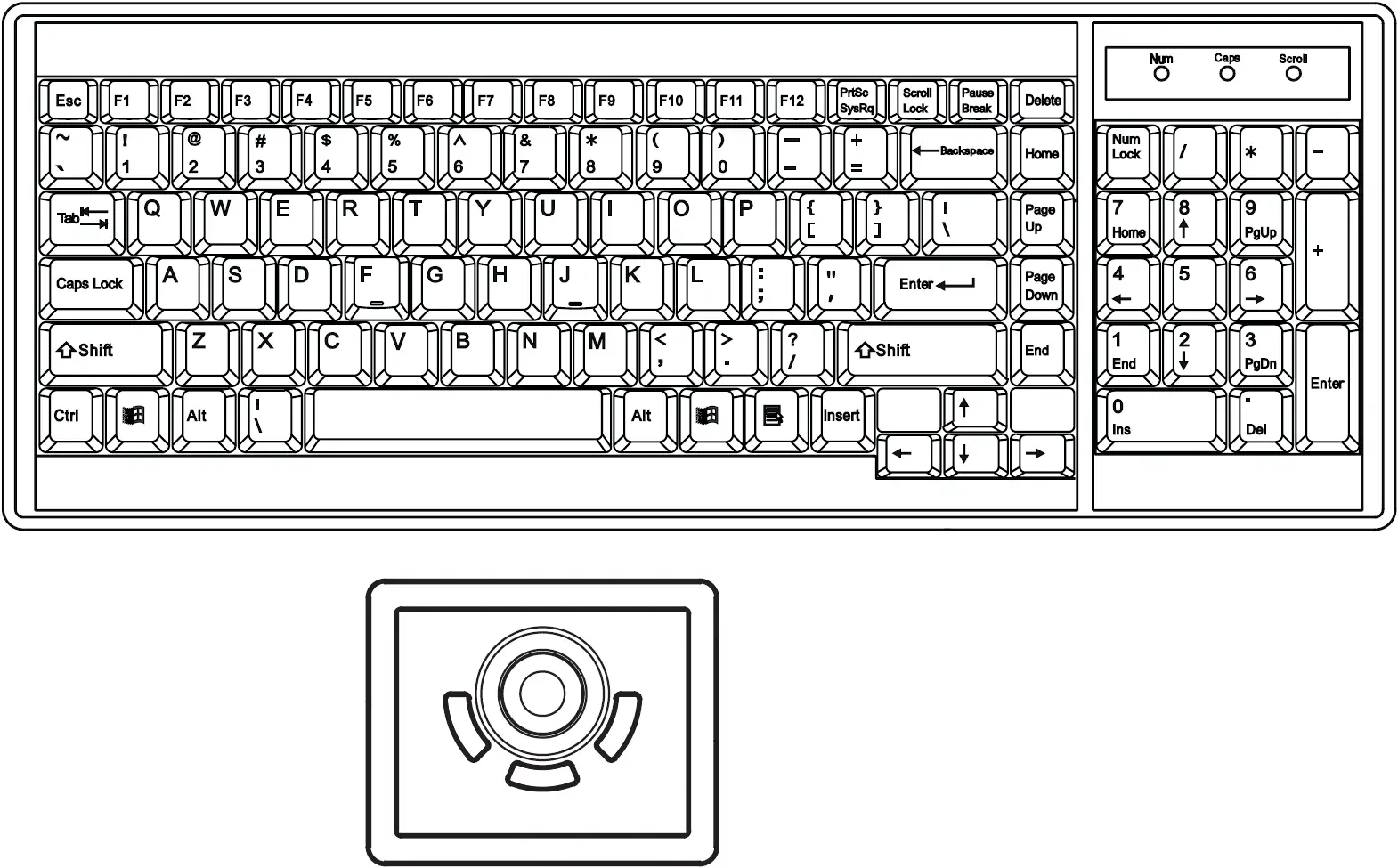 G keyboard integrated with trackball