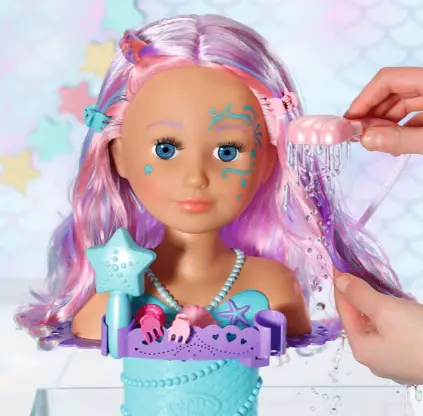BABYborn 830550 Sister Styling Mermaid Head-Easy for Small Hands