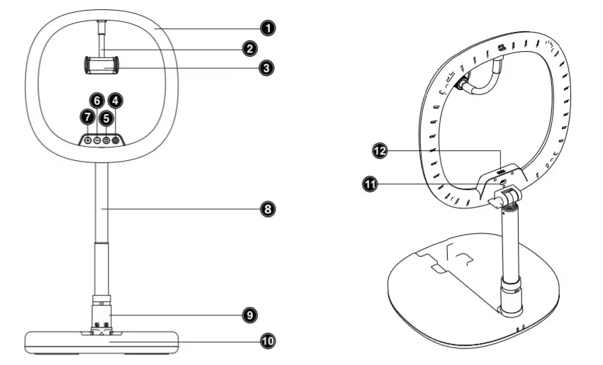 STREAMING STUDIO 372520 2In1 LED Ring Light - Product Diagram