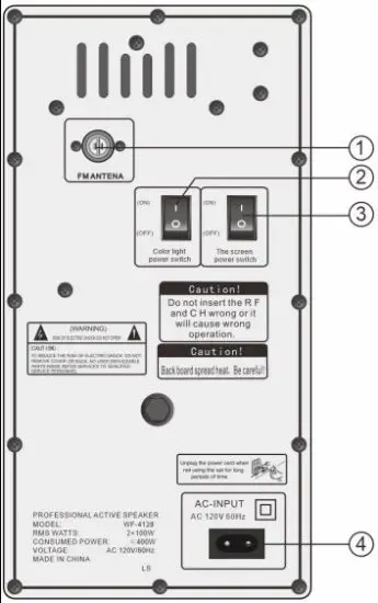 Guangzhou Headway I E Trading WF 4128 Professional Active BT Speaker - Backboard Annotation