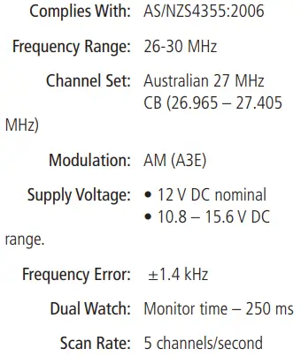 GME TX2720 Din Size 4 Watt 27 MHz AM CB Radio with Rugged Professional Mic-fig14