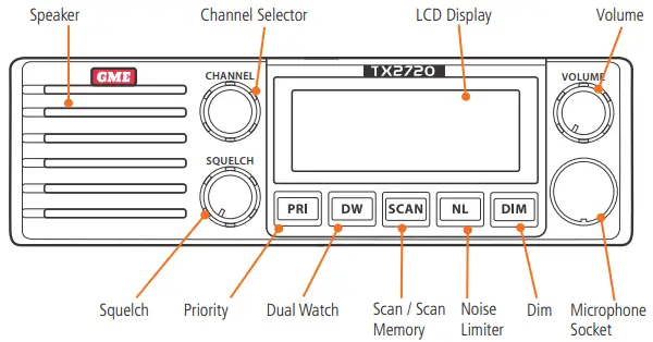 GME TX2720 Din Size 4 Watt 27 MHz AM CB Radio with Rugged Professional Mic-fig2