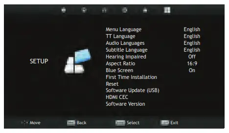 GRUNDIG GEF 5900B 43-Inch HD LED Smart TV - LANGUAGE SETTINGS