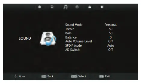 GRUNDIG GEF 5900B 43-Inch HD LED Smart TV - Sound settings
