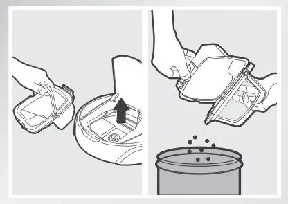 ECOVACS Deebot 8 Robot Vacuum Cleaner Instruction Manual - Cleaning the Dust Bin and the Filters