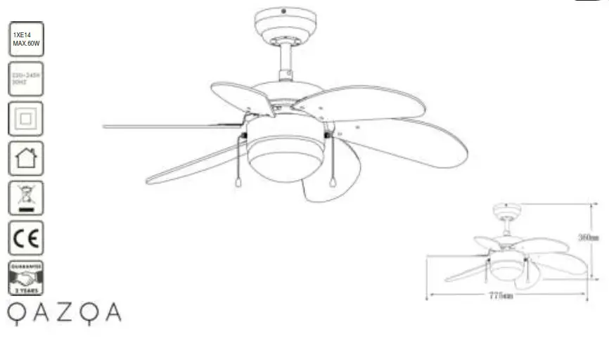 QAZQA 92642 Ceiling Fan with Light Gray - cover