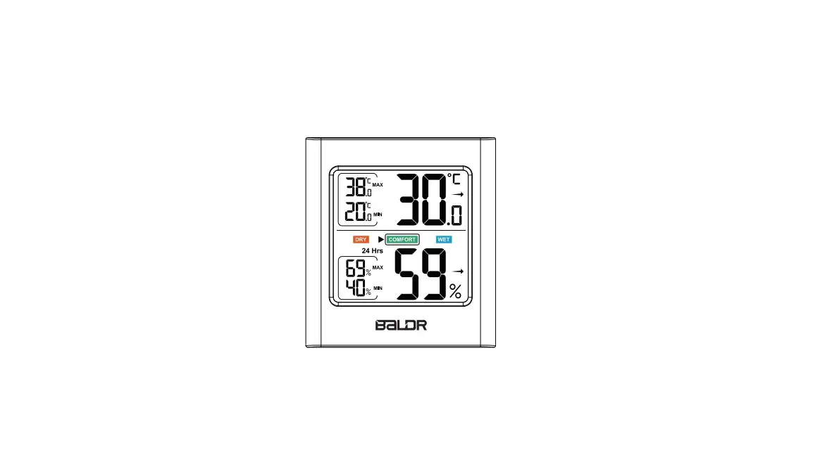Baldr B0135th Digital Thermo-hygrometer With Backlight User Manual Baldr B0135th Digital Thermo-hygrometer With Backlight User Manual