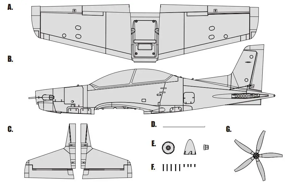 FMS Pilatus 1100MM Instruction Manual - Contents of Kit