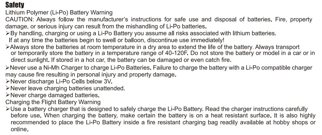FMS Pilatus 1100MM Instruction Manual - Safety