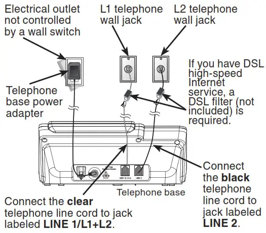Installation with 2-line jack- Figure Two Installation with separate line jacks