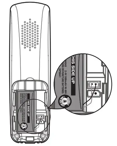 Installation with 2-line jack-Place the battery with