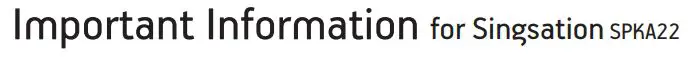 SINGSATION SPKA22 All In One Karaoke System Instructions