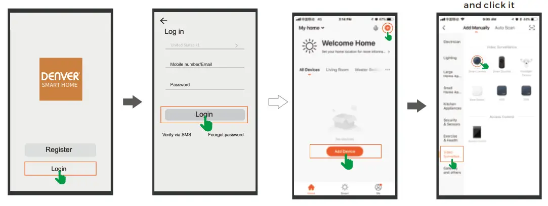DENVER IOB-208 Wi-Fi IP Outdoor Smart Camera -Add Device