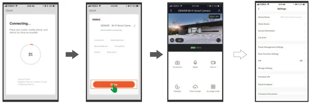 DENVER IOB-208 Wi-Fi IP Outdoor Smart Camera -ettings