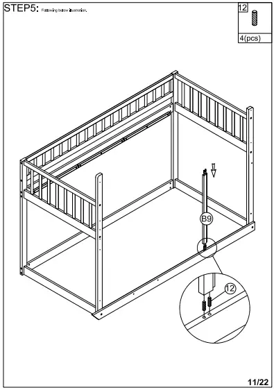 WALKER WF292713 Red Twin Size Loft Bed Wooden Bed-fig10