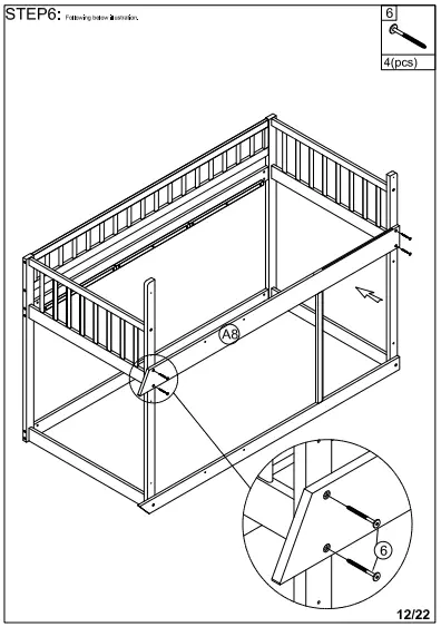 WALKER WF292713 Red Twin Size Loft Bed Wooden Bed-fig11