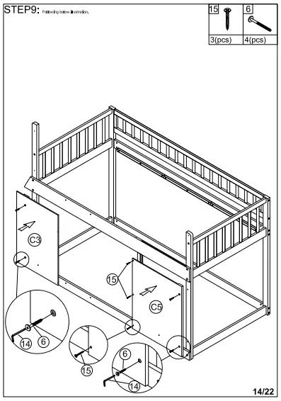 WALKER WF292713 Red Twin Size Loft Bed Wooden Bed-fig13