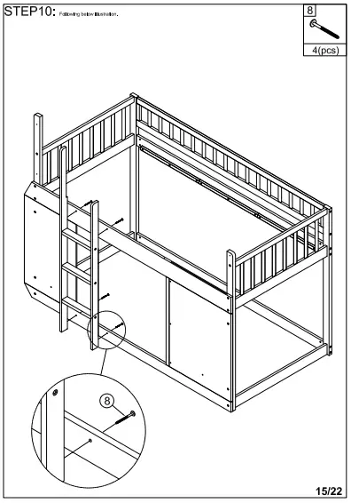 WALKER WF292713 Red Twin Size Loft Bed Wooden Bed-fig14