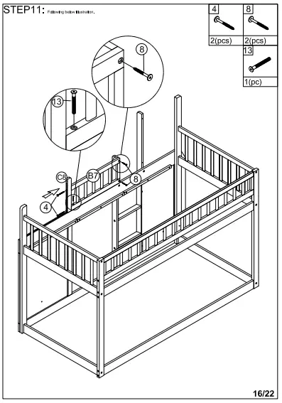 WALKER WF292713 Red Twin Size Loft Bed Wooden Bed-fig15