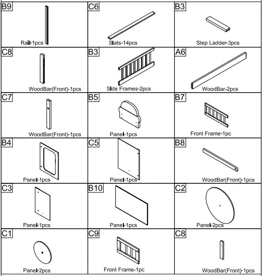 WALKER WF292713 Red Twin Size Loft Bed Wooden Bed-fig3