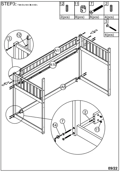 WALKER WF292713 Red Twin Size Loft Bed Wooden Bed-fig8