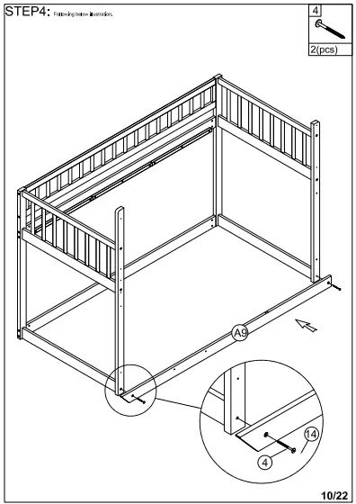 WALKER WF292713 Red Twin Size Loft Bed Wooden Bed-fig9