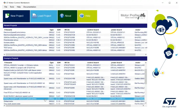 ST UM2197 Electronic Speed Controller for BLDC and PMSM Three Phase Brushless Motor - Workbench