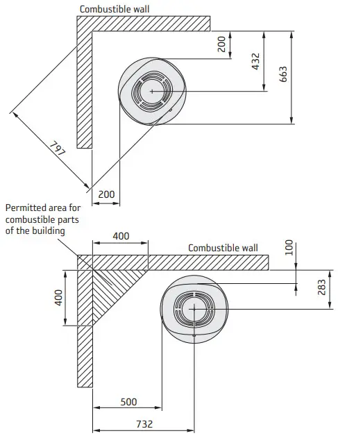 Contura C886G Wood Burning Stove - COMBUSTIBLE WALLS