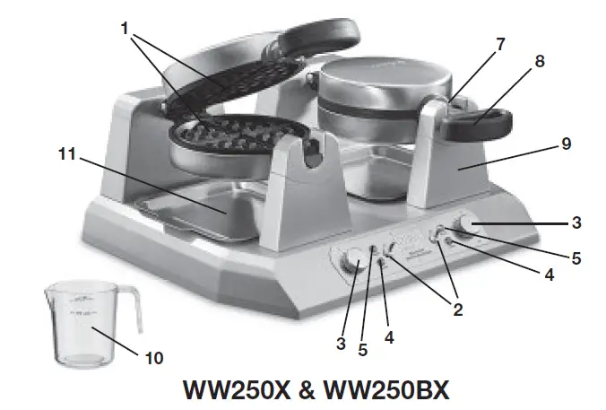 WARING COMMERCIAL WW Seires Side by Side Single and Double Waffle Makers fig1