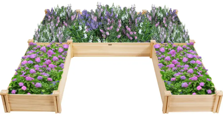 Alpulon ZMWV285 U-Shaped Wooden Garden Raised Bed 1